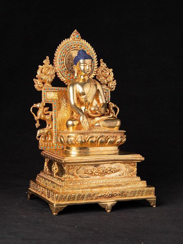 Bronze Newly Made Nepali Buddha on Throne from Nepal For Sale