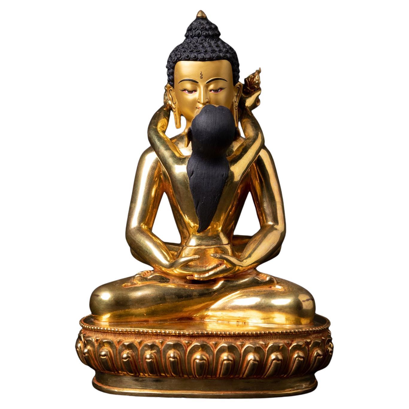 statue Samantabhadra, nouvellement fabriquée au Népal, face en or - Bouddhas originaux en vente