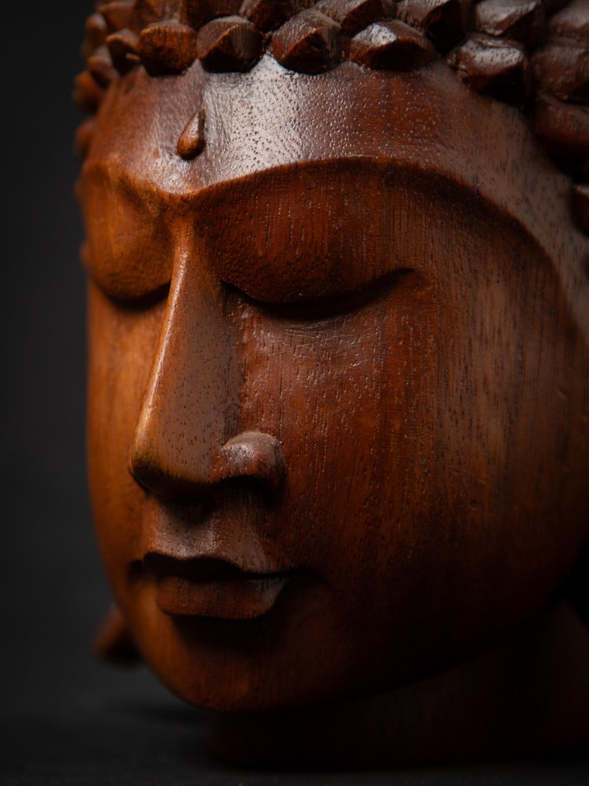 Tête de bouddha en bois de teck nouvellement fabriquée en Indonésie en vente 9