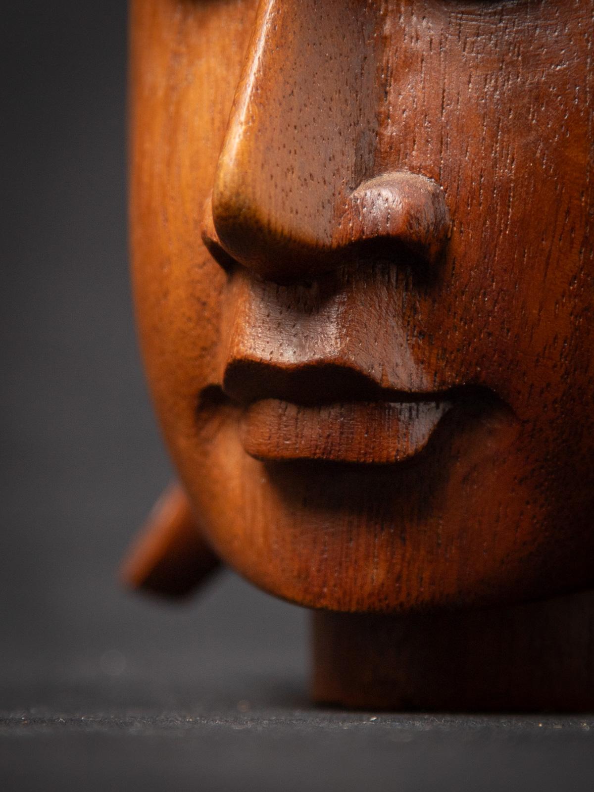 Tête de bouddha en bois de teck nouvellement fabriquée en Indonésie en vente 10