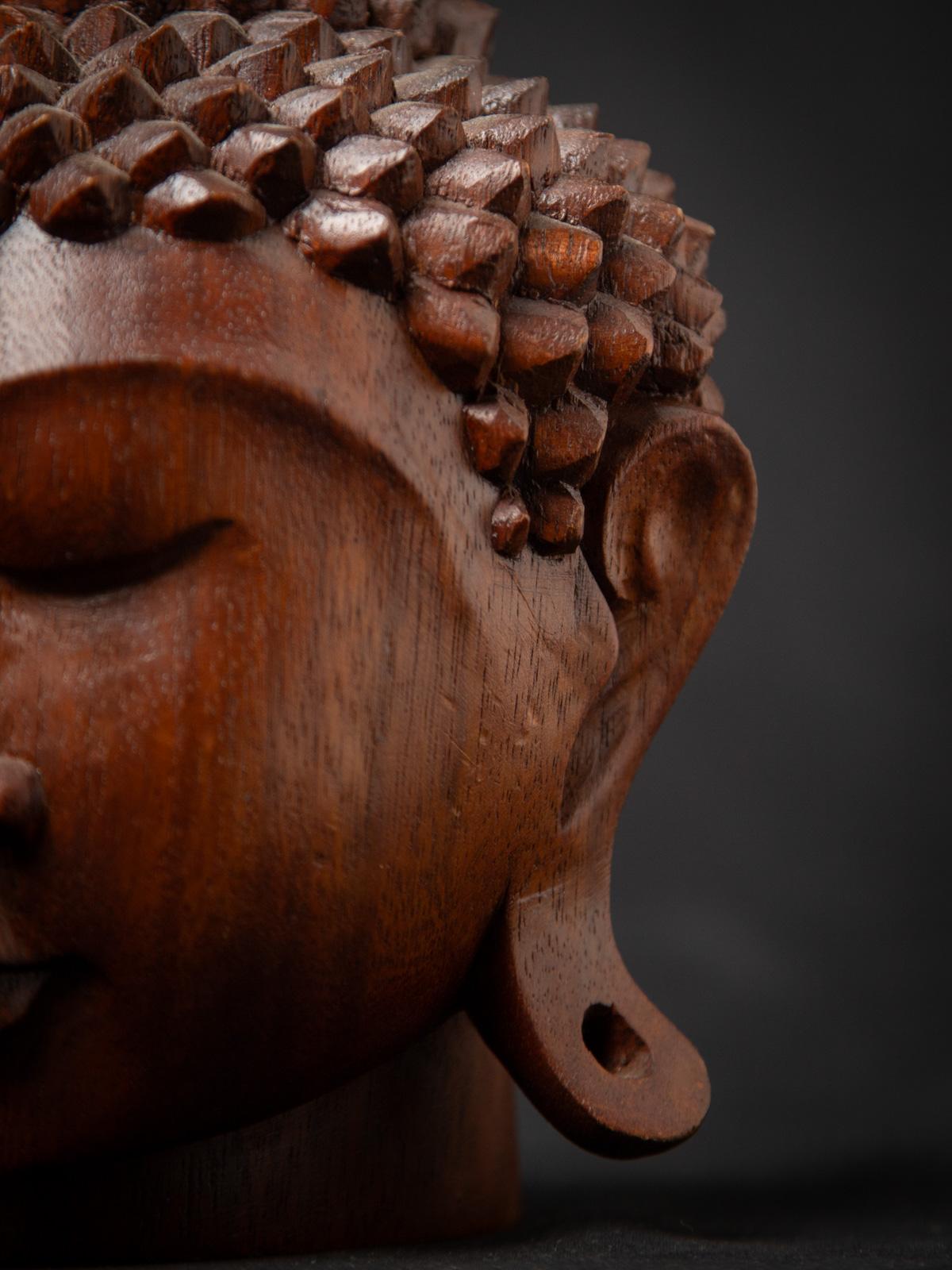 Tête de bouddha en bois de teck nouvellement fabriquée en Indonésie en vente 11