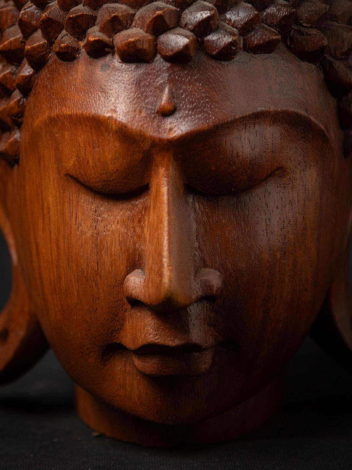 Tête de bouddha en bois de teck nouvellement fabriquée en Indonésie en vente 3
