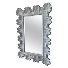 Newly Palm Beach White Lacquered Ruffle Scalloped Wall Mirror