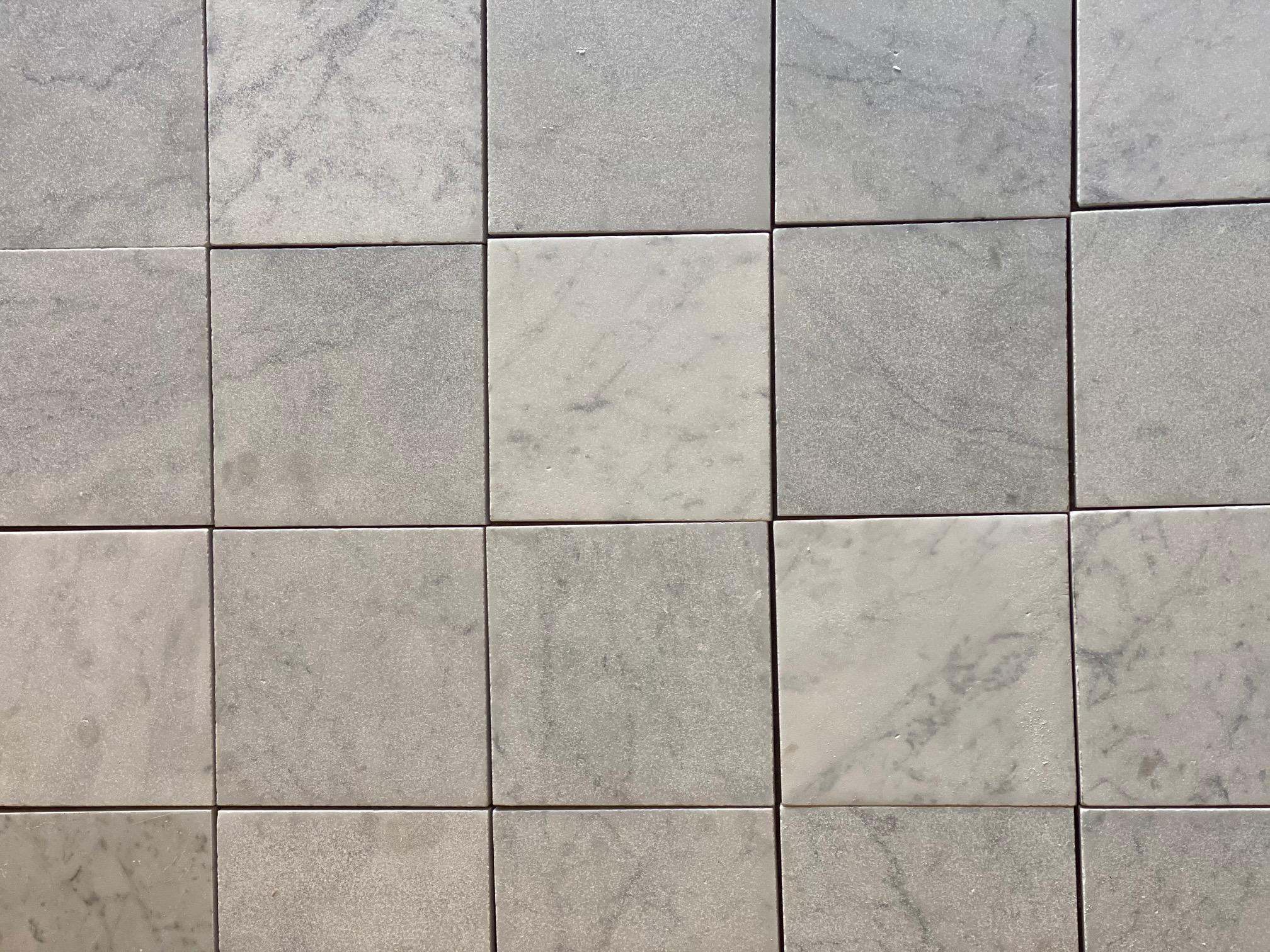 This white marble flooring makes a stunning impression for any room or space. 

Each tile is 7.75