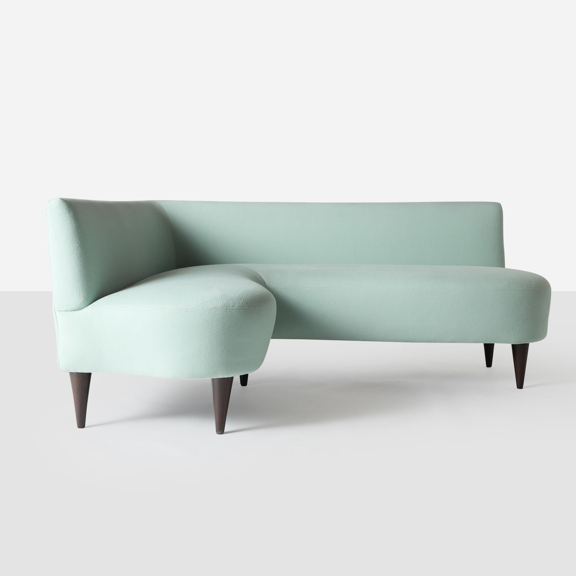 Mid-20th Century Newly Redone Pair of L-Shaped Sofas by Giulio Minoletti (Attributed) For Sale