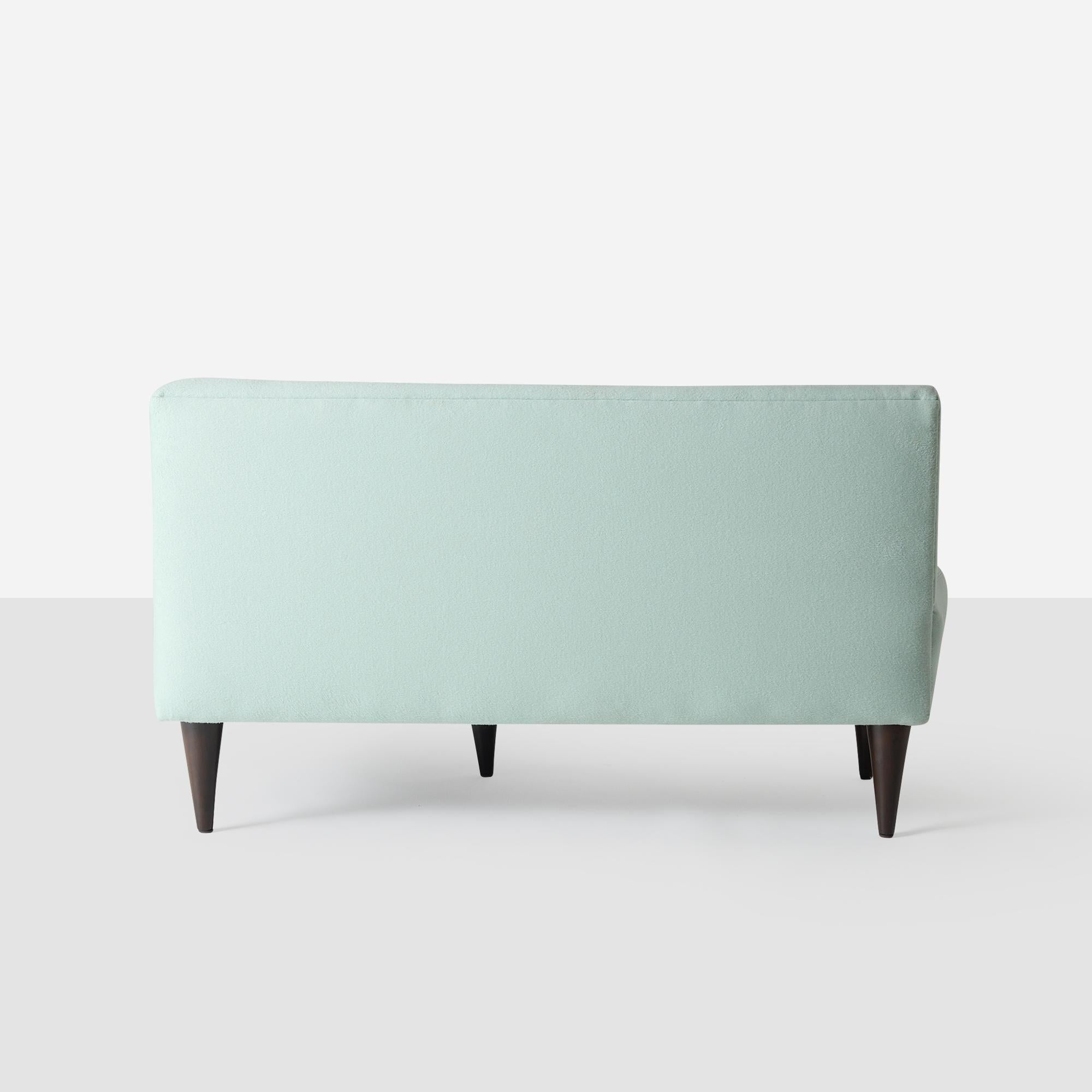 Fabric Newly Redone Pair of L-Shaped Sofas by Giulio Minoletti (Attributed) For Sale
