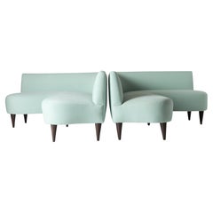 Newly Redone Pair of L-Shaped Sofas by Giulio Minoletti (Attributed)