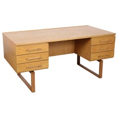 Newly Refinished 6 Oak Drawer Desk Designed by Henning Jensen and Torben Valuer