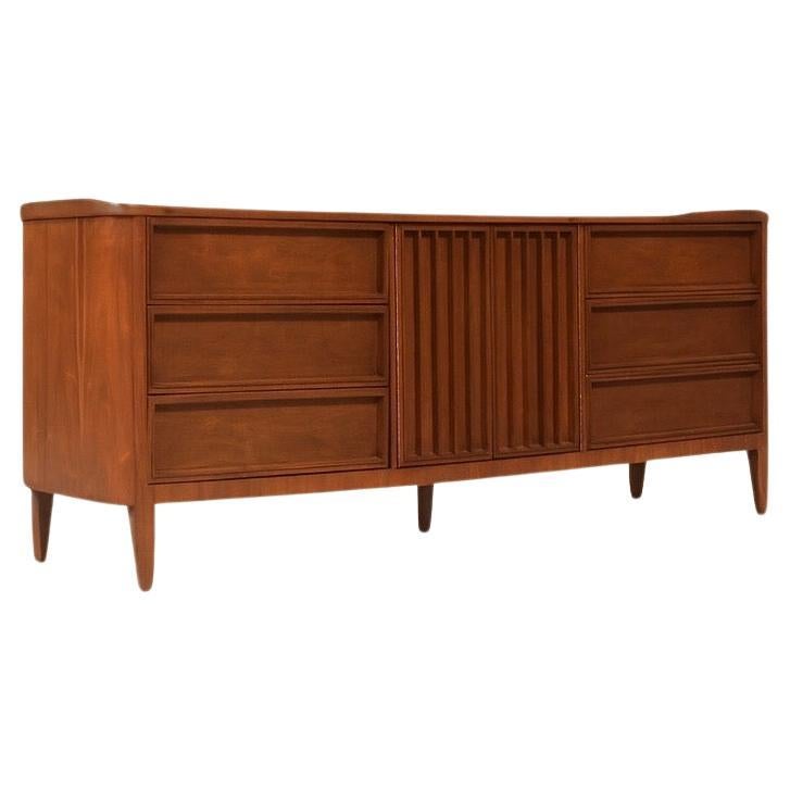 Newly Refinished - American of Martinsville 9-Drawer Walnut Dresser