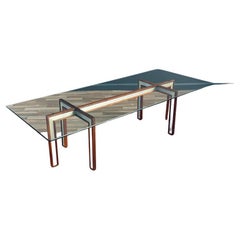 Table basse moderne danoise en bois de rose et acier récemment restaurée par Henning Koch