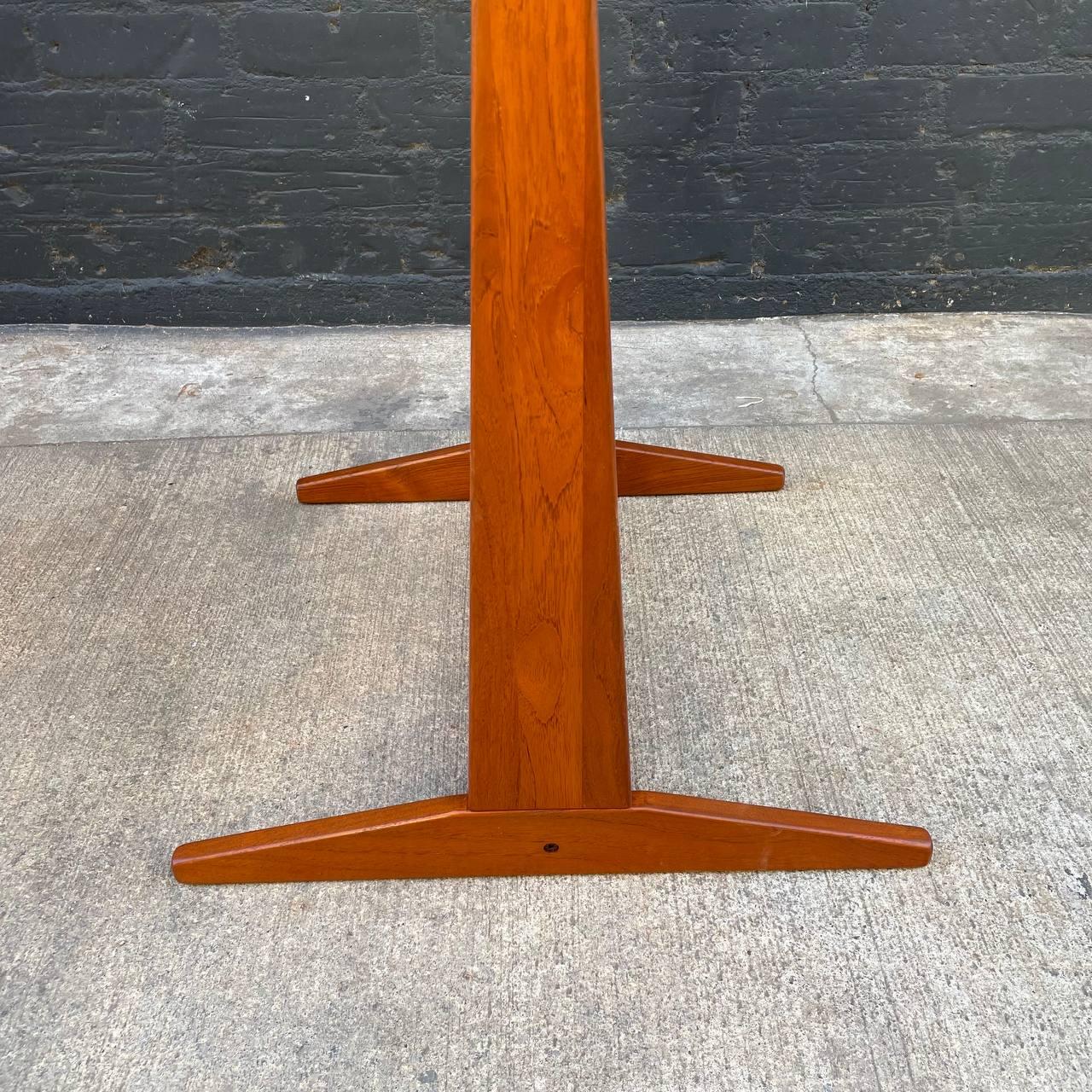 Newly Refinished - Danish Modern Sculpted Teak Free Standing Dressing Mirror 3