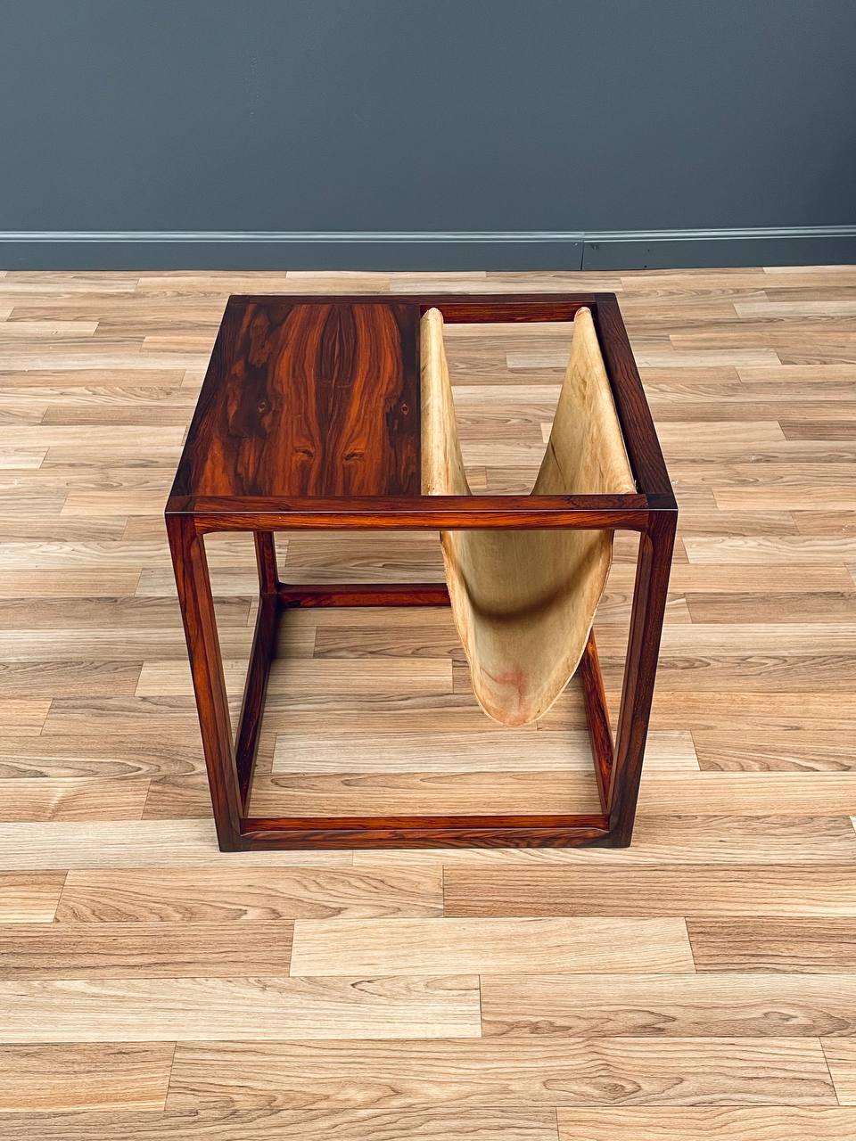 Mid-20th Century Newly Refinished -Danish Modern Side Table with Magazine Rack by Kai Kristiansen