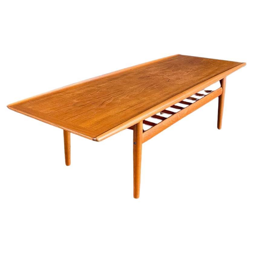 Newly Refinished - Danish Modern Teak Coffee Table with Magazine Shelf