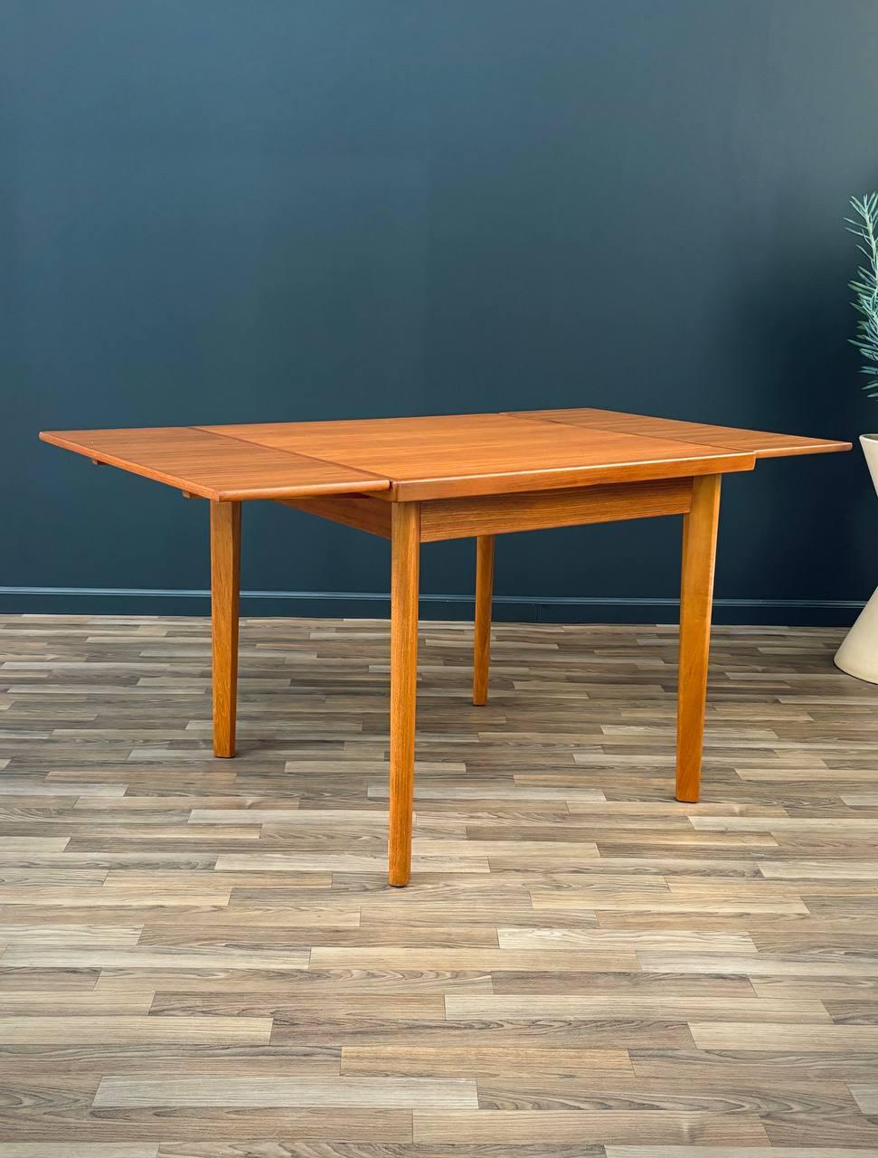Mid-Century Modern Newly Refinished - Danish Modern Teak Expanding Draw-Leaf Dining Table For Sale