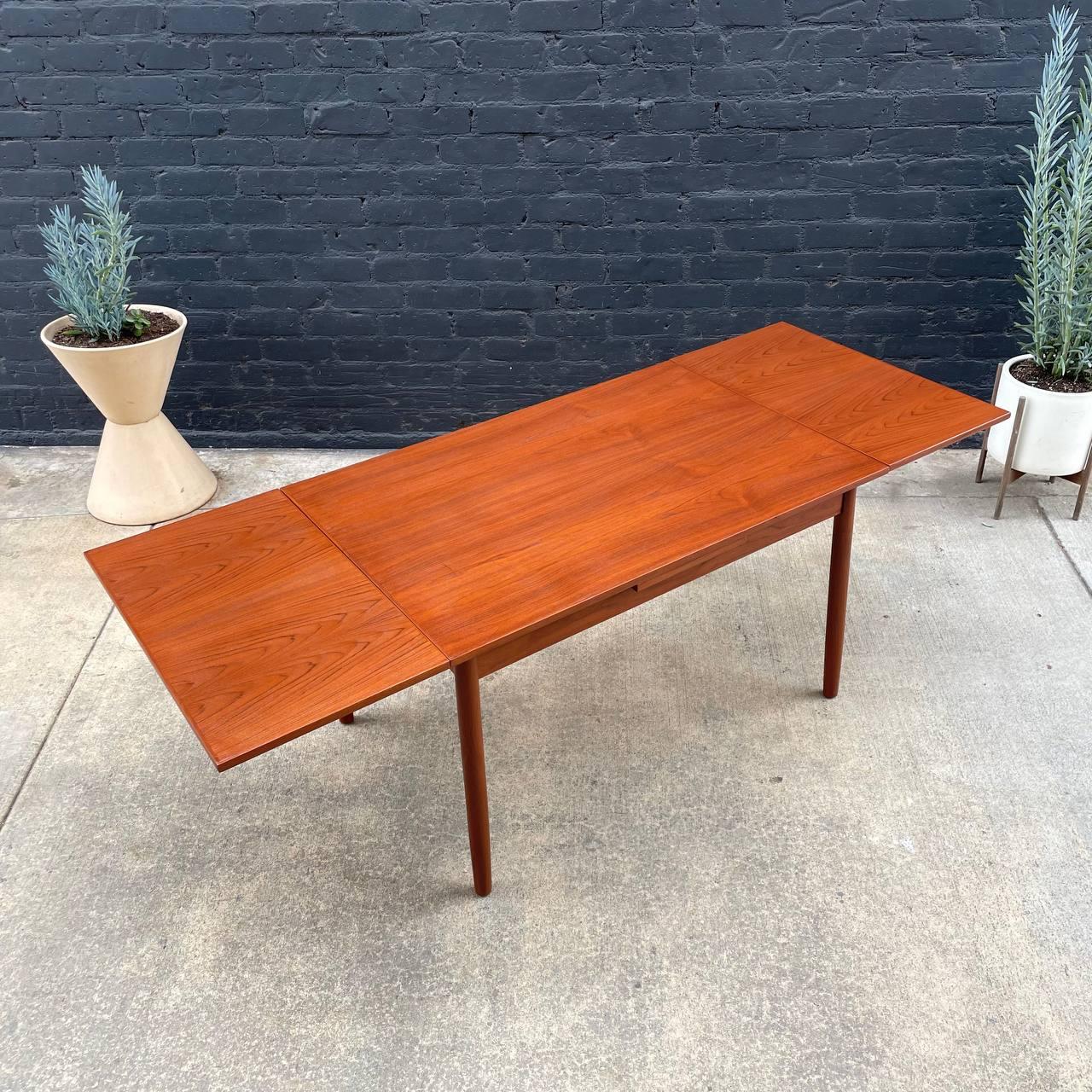 Mid-20th Century Newly Refinished - Danish Modern Teak Expanding Draw-Leaf Dining Table  For Sale