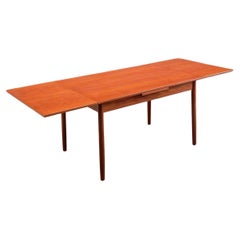 Vintage Newly Refinished - Danish Modern Teak Expanding Draw-Leaf Dining Table 