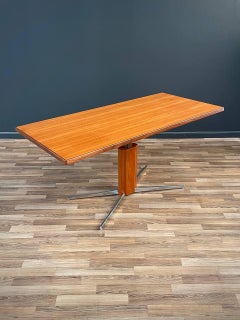 Newly Refinished - Danish Modern Teak & Steel Adjustable Table / Desk