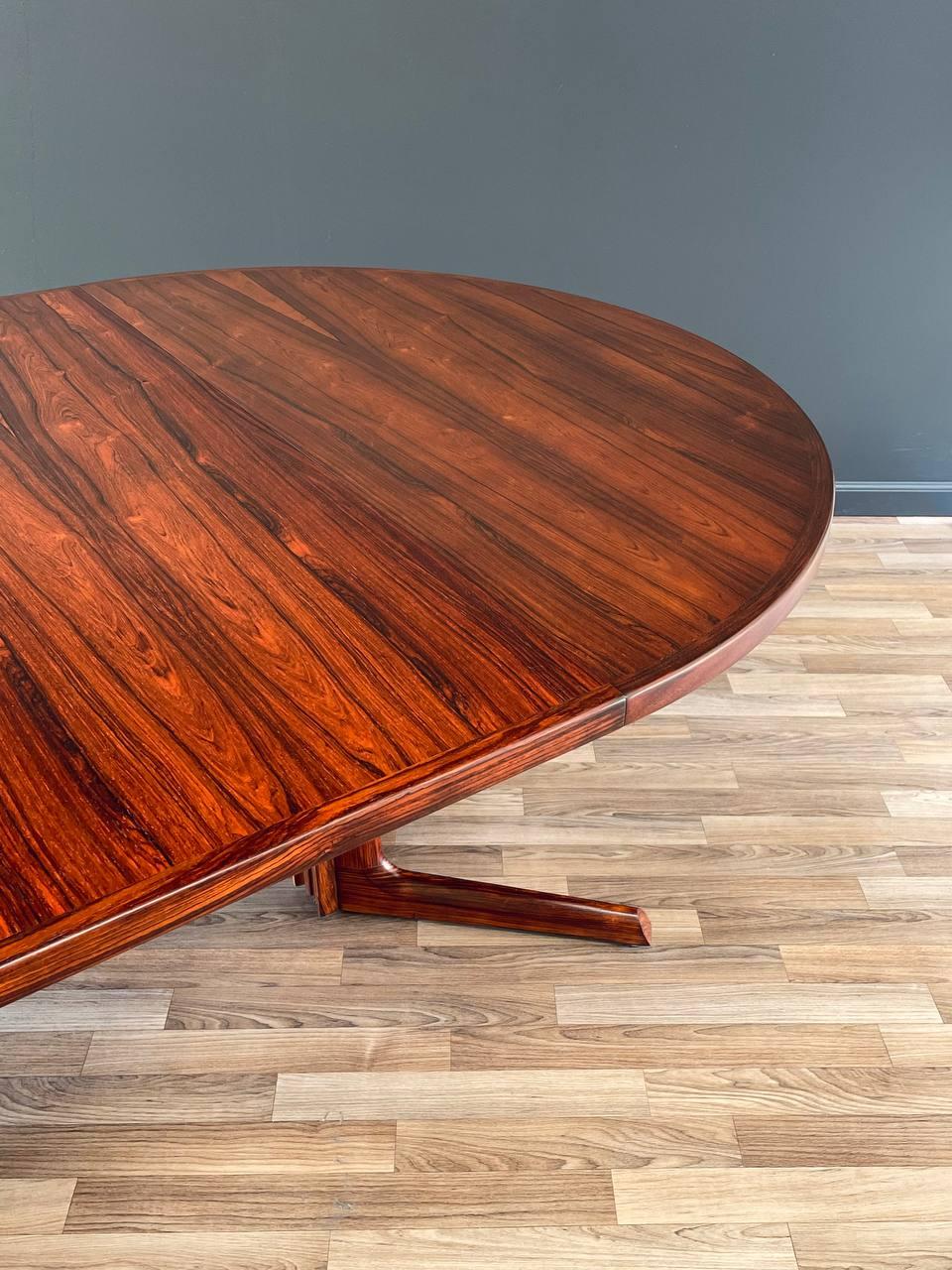Newly Refinished -Expanding Danish Modern Rosewood Dining Table w/ Pedestal Legs 2