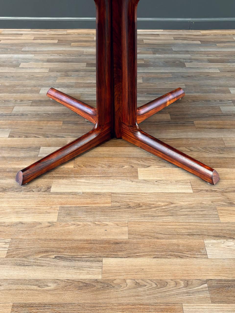 Newly Refinished -Expanding Danish Modern Rosewood Dining Table w/ Pedestal Legs 4