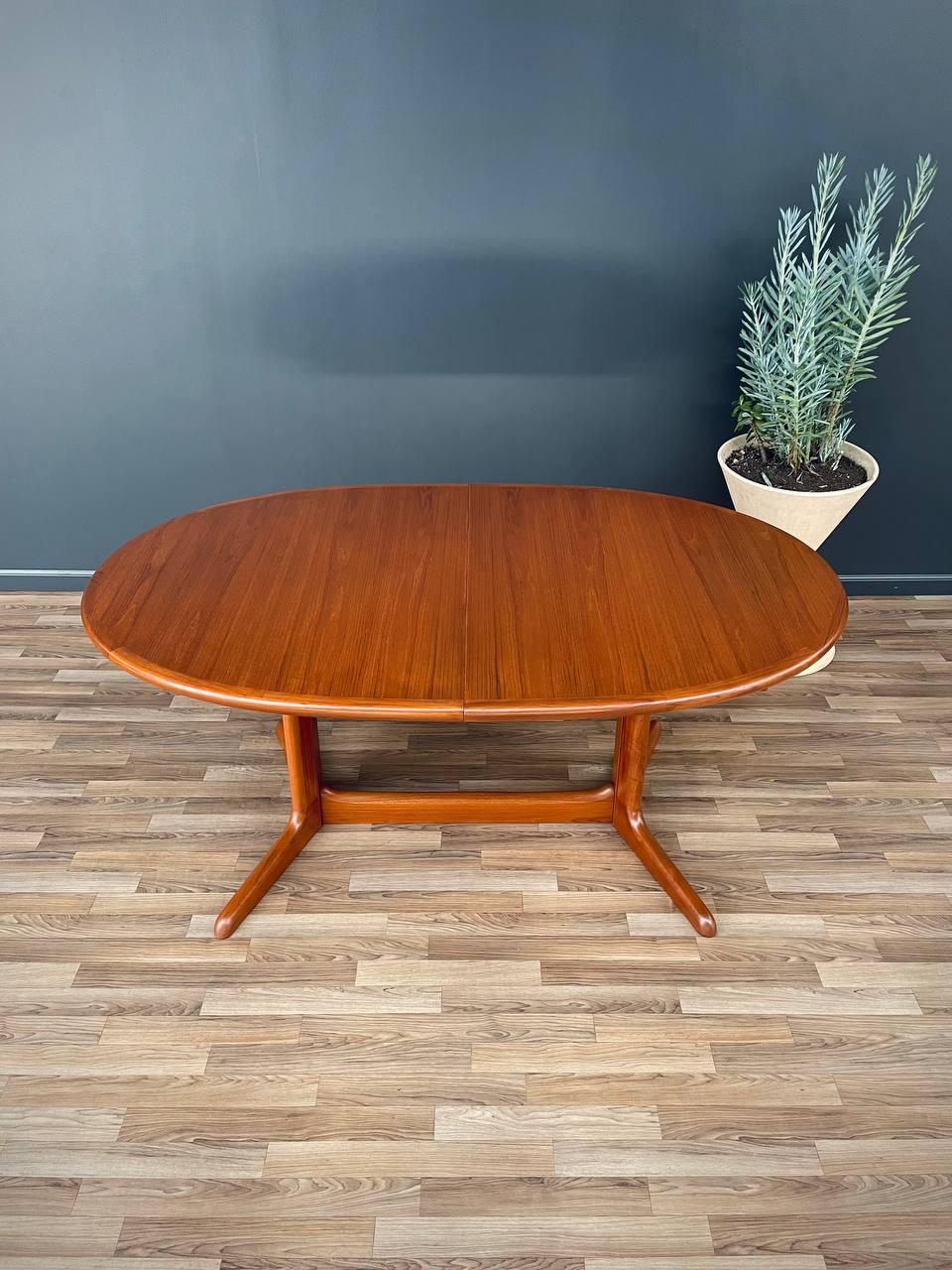 Mid-Century Modern Newly Refinished - Expanding Mid-Century Danish Pedestal Teak Dining Table
