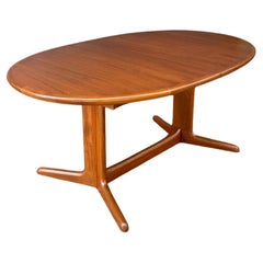 Newly Refinished - Expanding Mid-Century Danish Pedestal Teak Dining Table