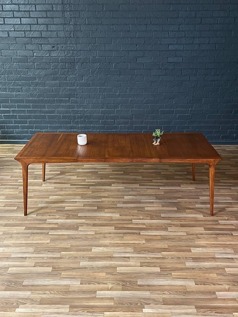 Walnut Newly Refinished - Expanding Mid-Century Modern “Profile” Dining Table