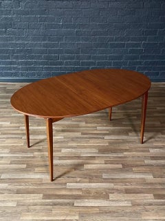 Newly Refinished-Expanding Mid-Century Modern Sculpted Floating Top Dining Table