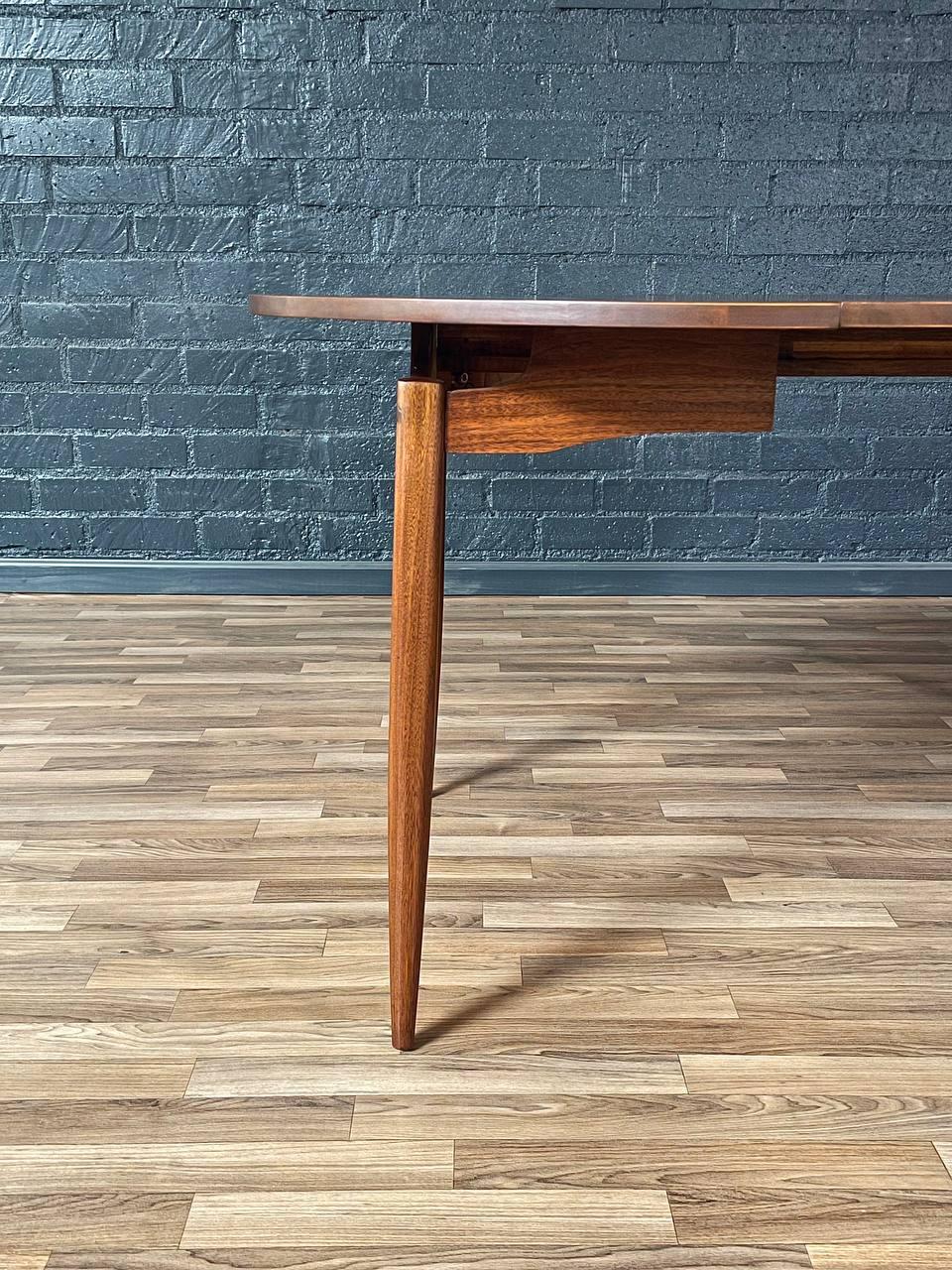Newly Refinished - Expanding Mid-Century Modern Walnut Floating Top Dining Table 5