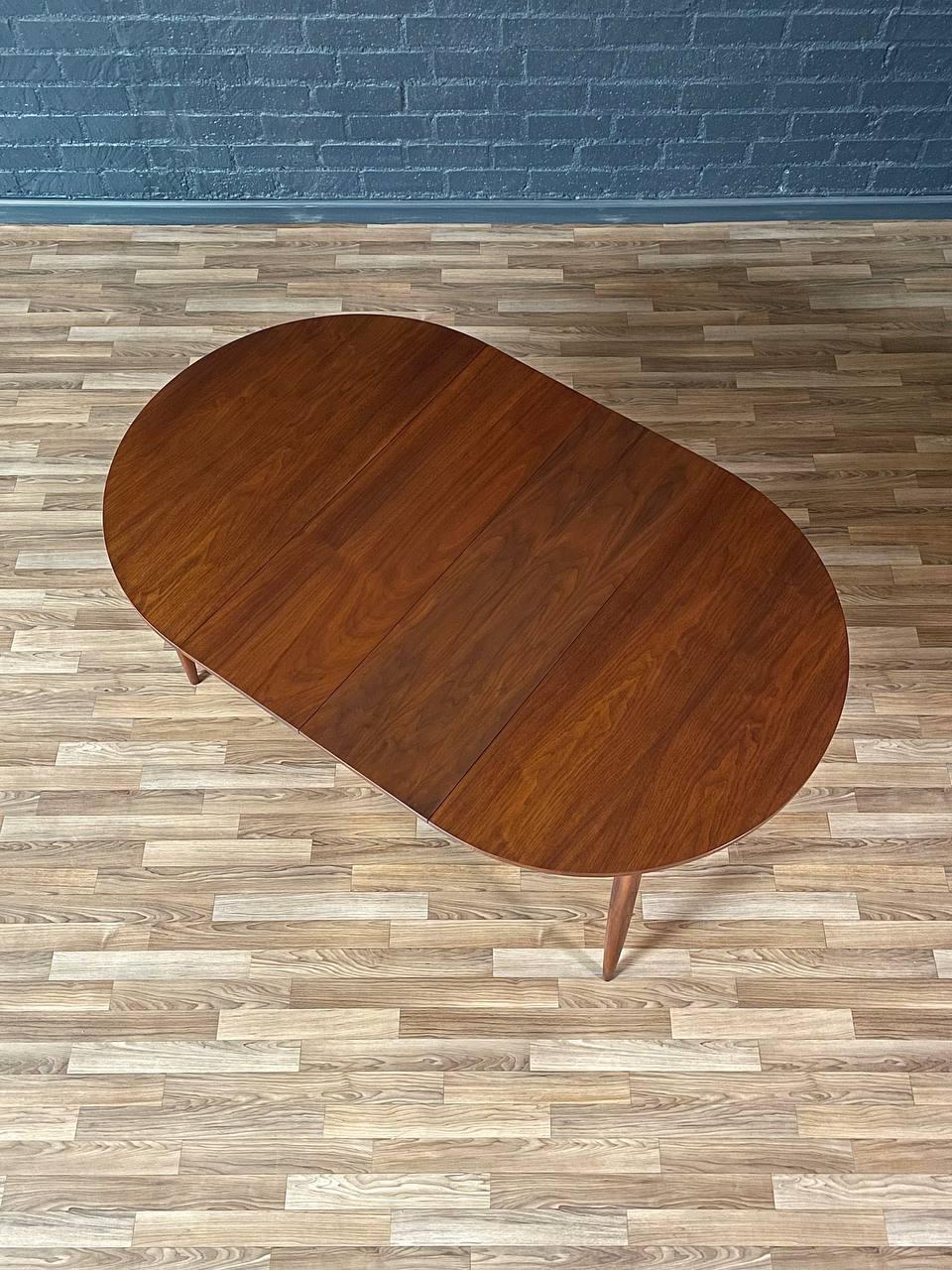 Newly Refinished - Expanding Mid-Century Modern Walnut Floating Top Dining Table 1