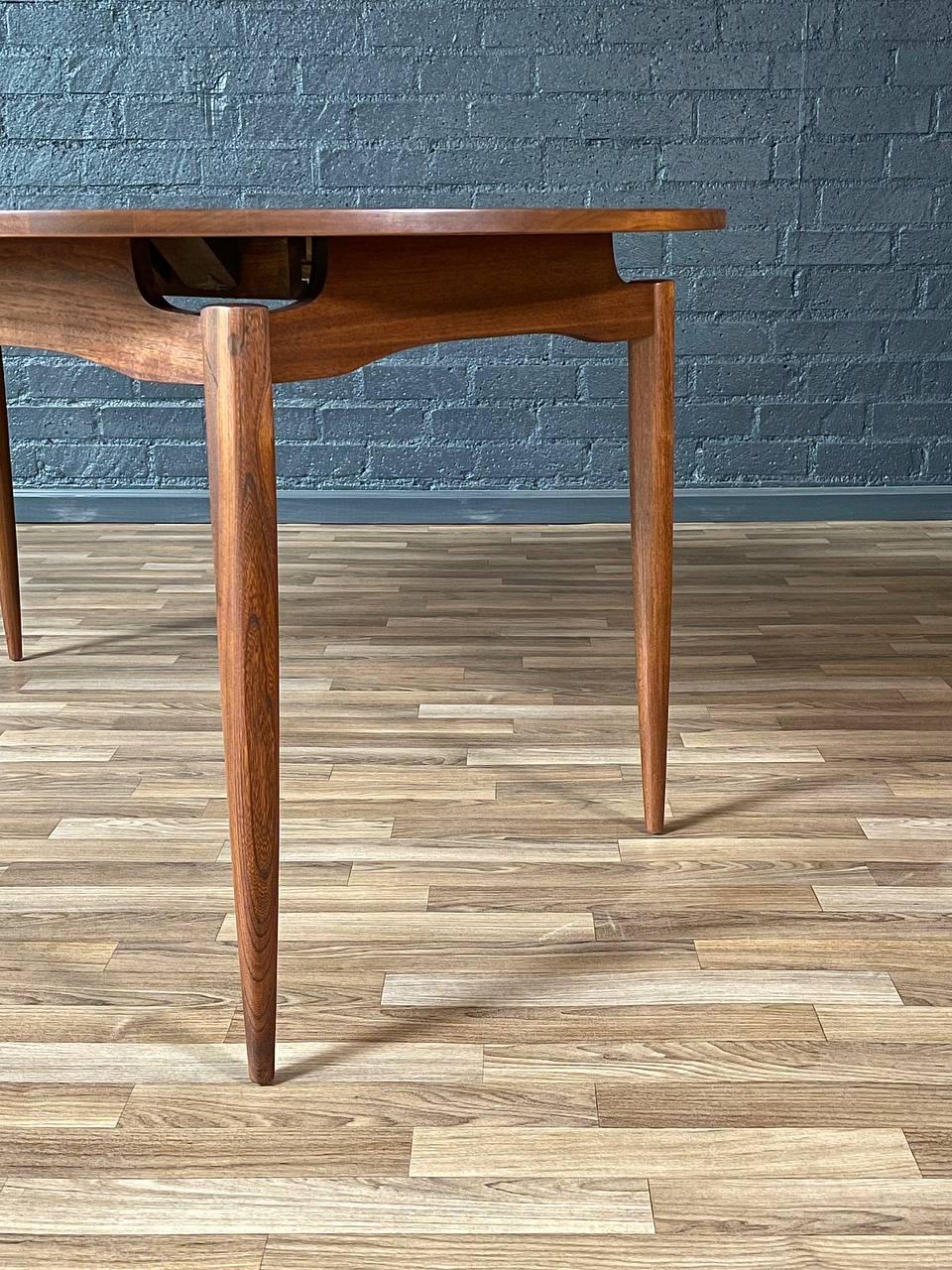 Newly Refinished - Expanding Mid-Century Modern Walnut Floating Top Dining Table 4