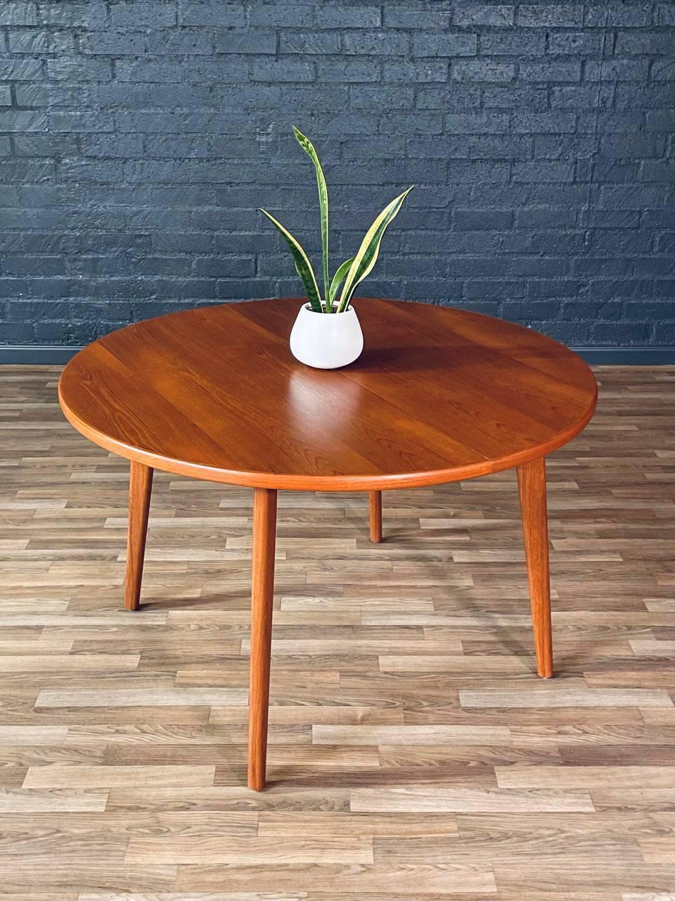 Mid-20th Century Newly Refinished - Expanding Mid-Century Swedish Modern Teak Dining Table For Sale
