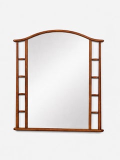 Newly Refinished - id-Century Japanese Inspired Modern Arched Wall Mirror