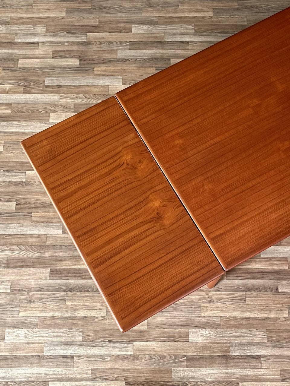 Teak Newly Refinished - Large Danish Modern Expanding Draw-Leaf Dining Table For Sale