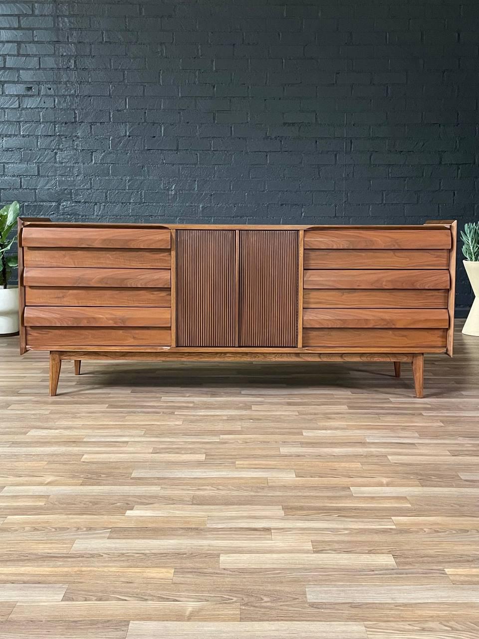 Newly Refinished - Large Mid-Century Modern “Rhythm” Walnut Dresser by Lane 1
