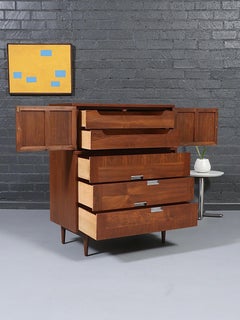 Newly Refinished - Merton Gershun “Accord” Cane & Walnut Highboy Dresser