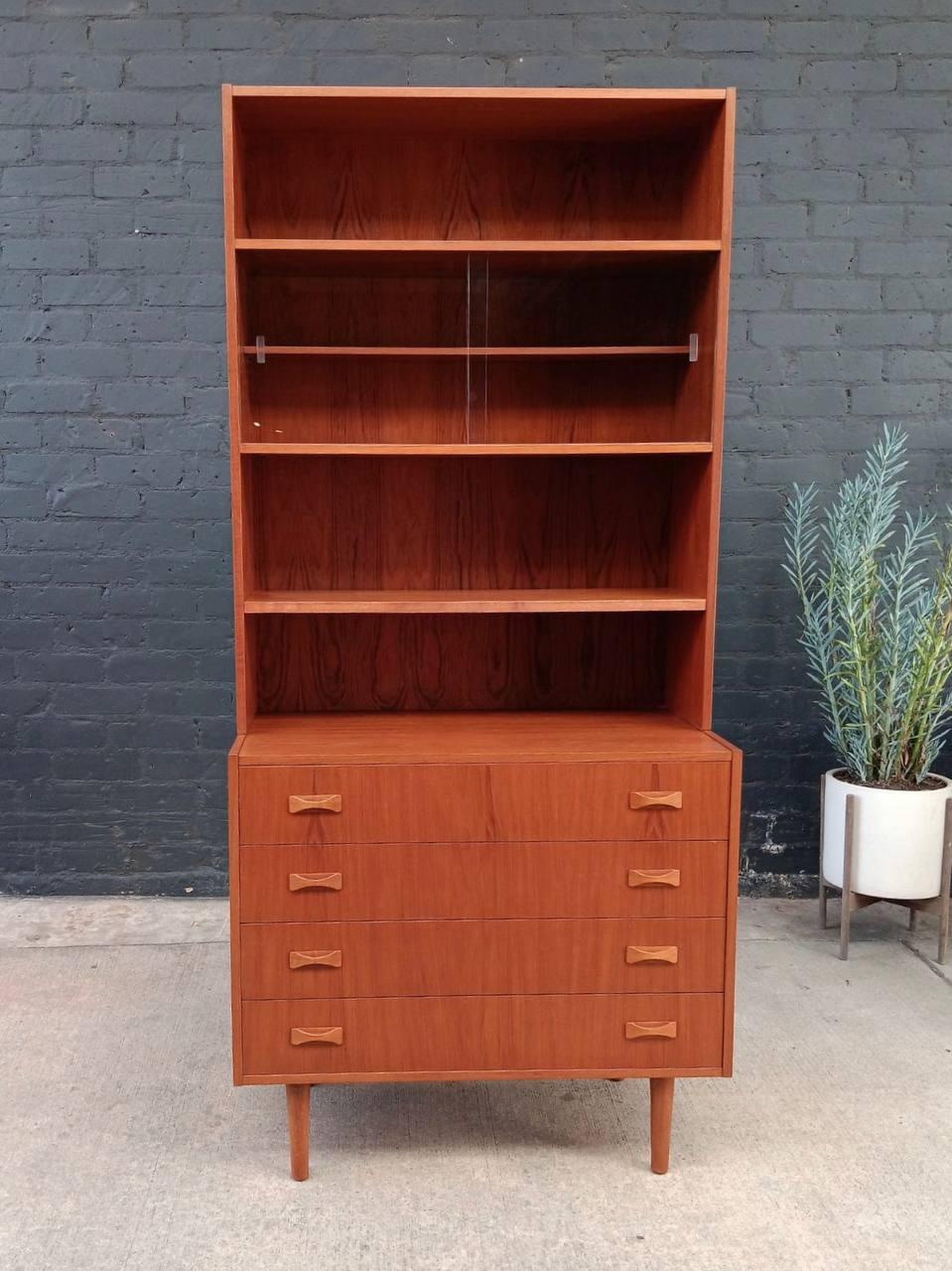 Mid-Century Modern Newly Refinished - Mid-Century Danish Modern Teak Bookshelf Dresser For Sale