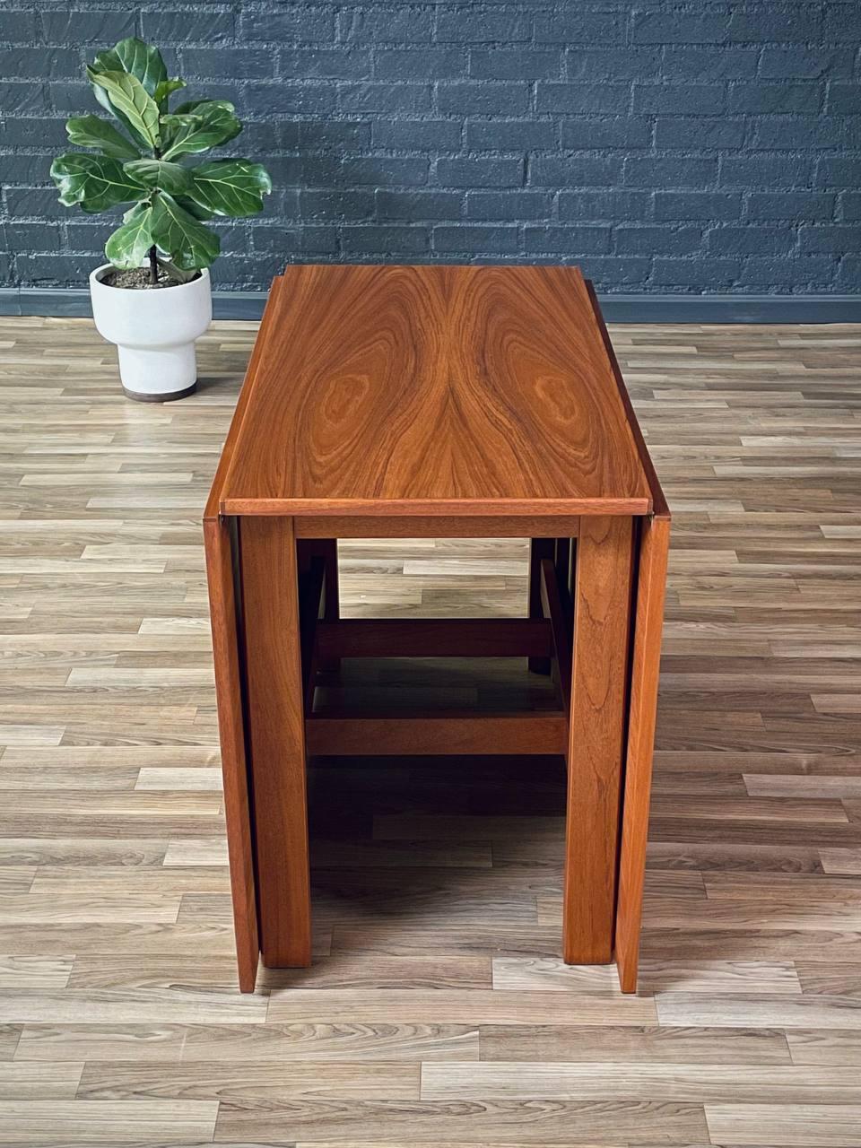 Newly Refinished - Mid-Century Danish Modern Teak Drop-Leaf Dining Table 1
