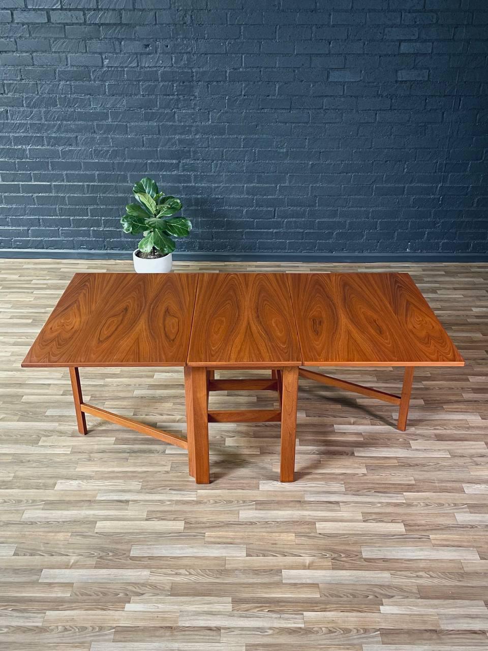Newly Refinished - Mid-Century Danish Modern Teak Drop-Leaf Dining Table 2