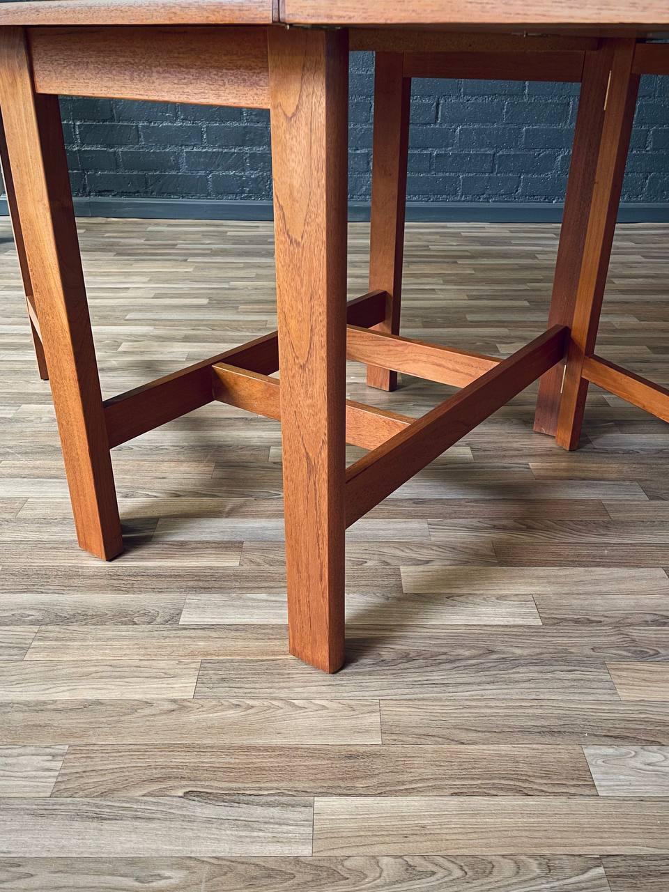 Newly Refinished - Mid-Century Danish Modern Teak Drop-Leaf Dining Table 4