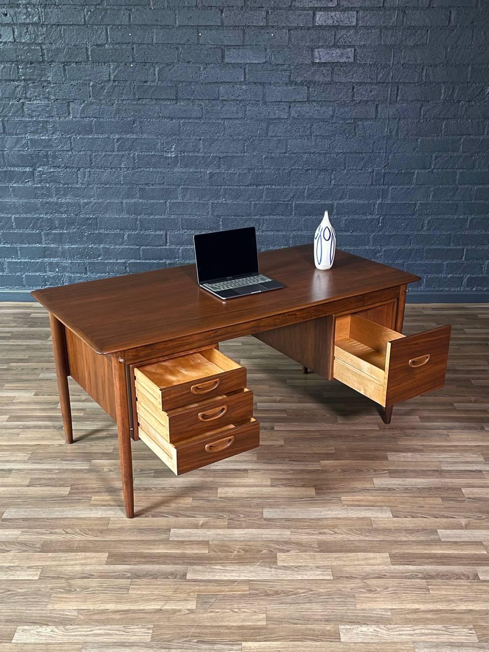 Other Newly Refinished - Mid-Century Danish Modern Walnut Executive Desk For Sale
