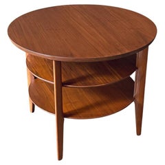 Vintage Newly Refinished -Mid-Century Modern 3-Tier Sculpted Walnut End Table by Mersman
