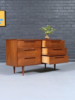 Neu lackiert - Mid Century Modern 6-Schublade Walnuss Kommode