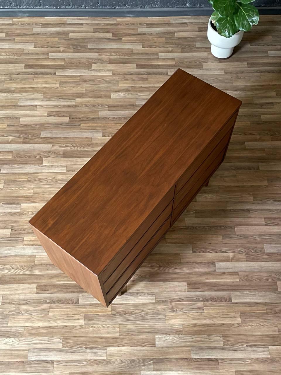 Newly Refinished - Mid-Century Modern 6-Drawer Walnut Dresser 1