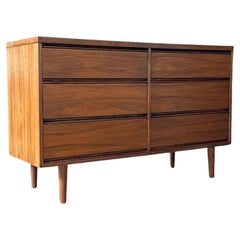 Newly Refinished - Mid-Century Modern 6-Drawer Walnut Dresser