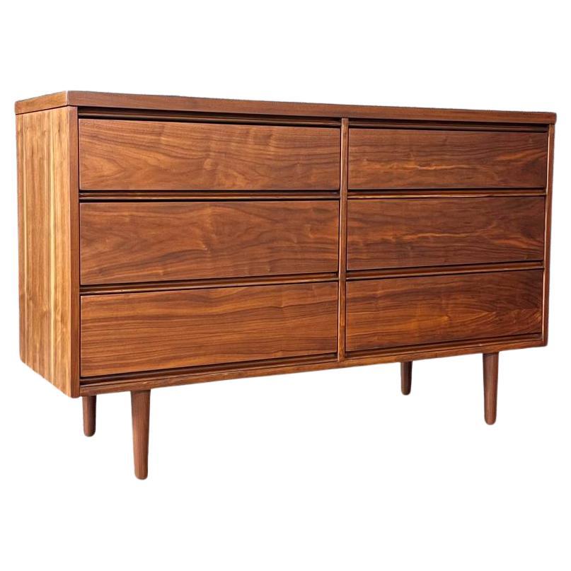 Newly Refinished - Mid-Century Modern 6-Drawer Walnut Dresser