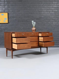 Newly Refinished - Mid-Century Modern 9-Drawer Walnut Dresser by Dixie