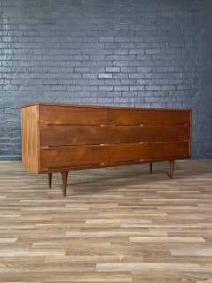 Newly Refinished - Mid-Century Modern 9-Drawer Walnut Dresser by LA Period