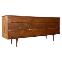Newly Refinished - Mid-Century Modern 9-Drawer Walnut Dresser by LA Period