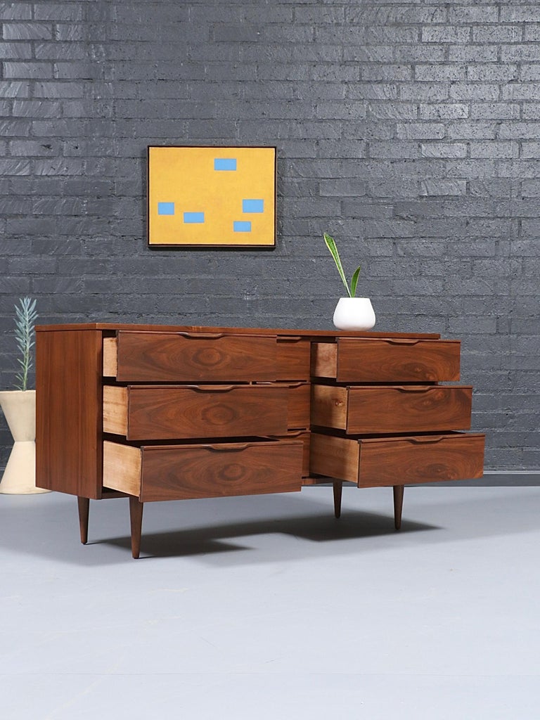 Newly Refinished - Mid-Century Modern 9-Drawer Walnut Dresser at 1stDibs Newly Refinished - Mid-Century Modern 9-Drawer Walnut Dresser at 1stDibs