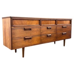 Newly Refinished - Mid-Century Modern 9-Drawer Walnut Dresser